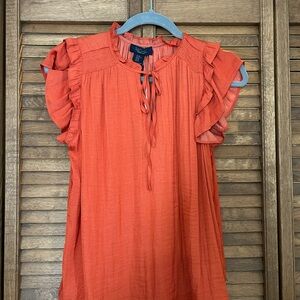 RACHEL Rachel Roy Terracotta Ruffle Blouse